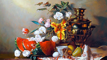 Репродукция "Натюрморт с самоваром"