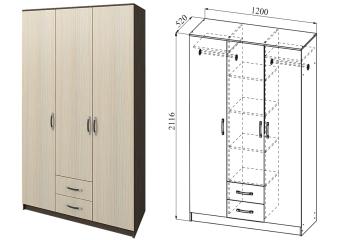 Шкаф 3-х дверный "Ронда" ШКР 1200.1 Шкаф 3-х дверный "Ронда" ШКР 1200.1