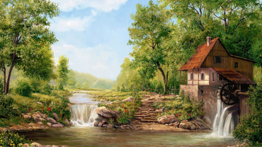 Репродукция "Домик с водяной мельницей" Репродукция "Домик с водяной мельницей"