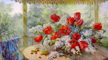 Репродукция "Тюльпаны и сирень" Репродукция "Тюльпаны и сирень"