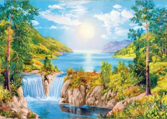 Репродукция "Рассвет и водопад"