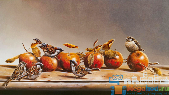 Репродукция "Воробьи и яблоки" от магазина мебели MegaHod.ru