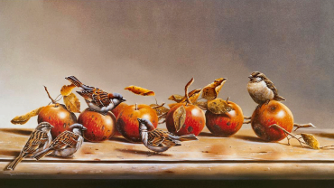 Репродукция "Воробьи и яблоки"